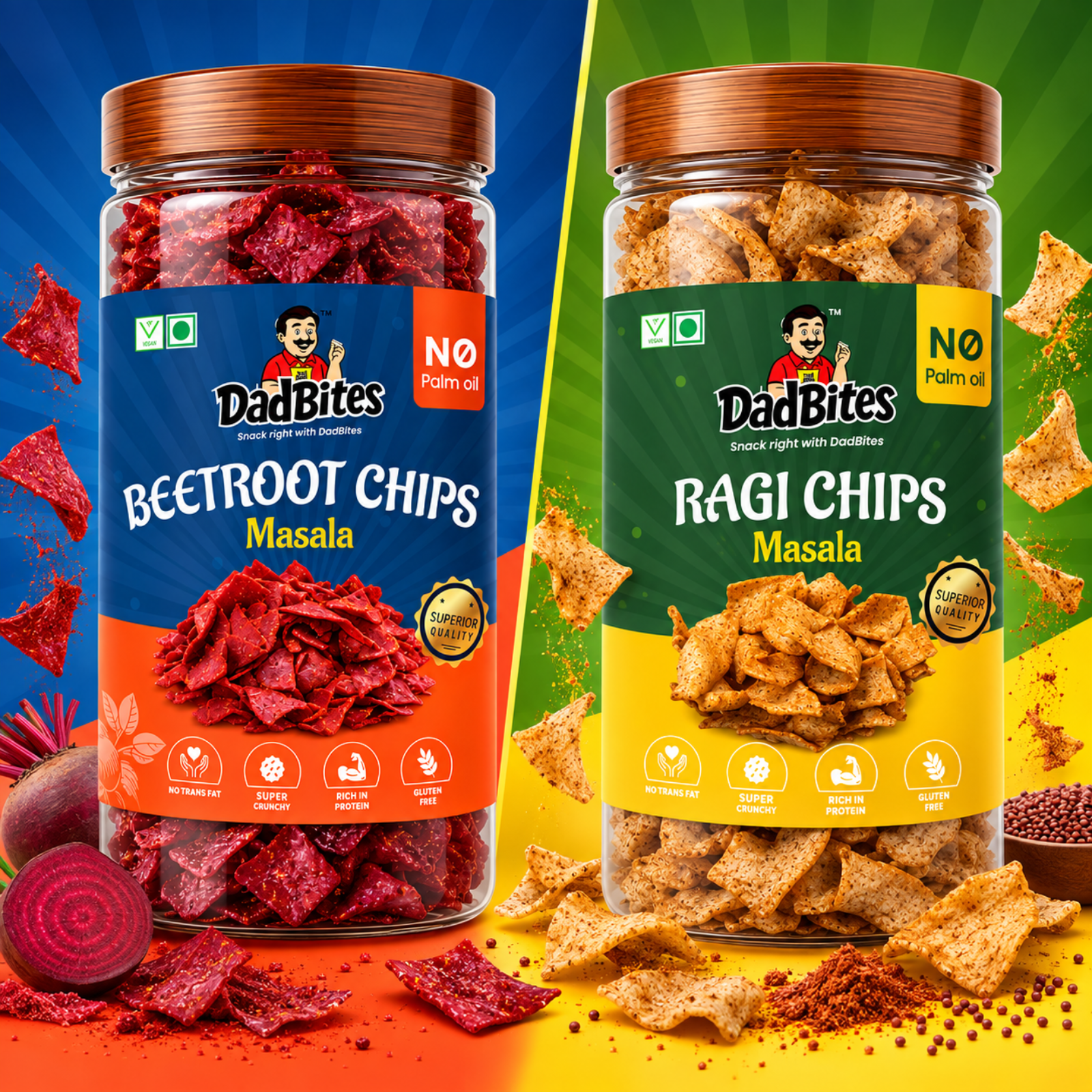 Chatpata Chips Combo (Ragi Chips Masala + Beetroot Chips Masala)